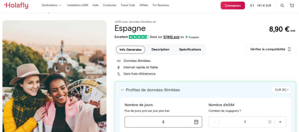 Fournisseurs eSIM Espagne&nbsp;: Holafly