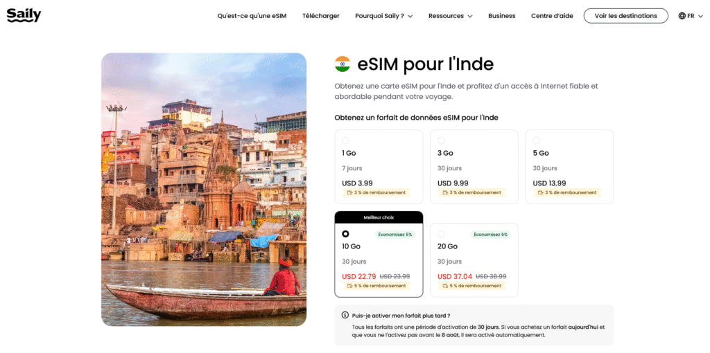 Fournisseurs eSIM Inde&nbsp;: Saily