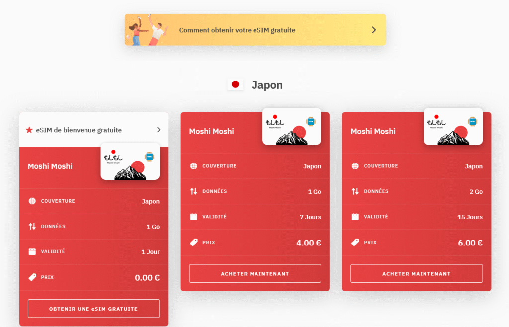 Fournisseurs eSIM Japon&nbsp;: Airalo