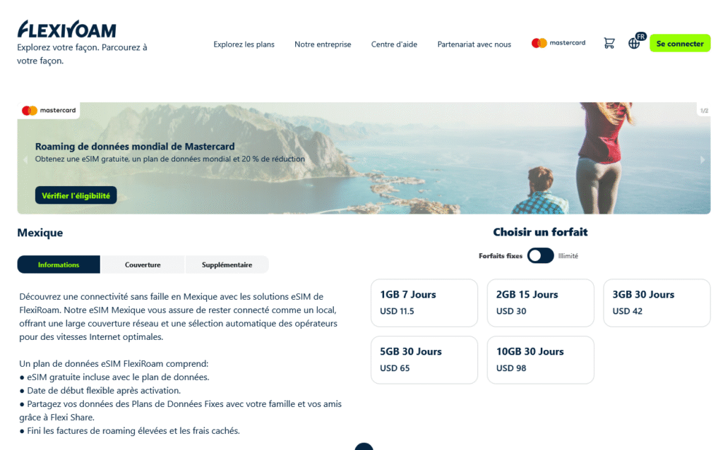 Fournisseurs eSIM Mexique&nbsp;: FlexiRoam