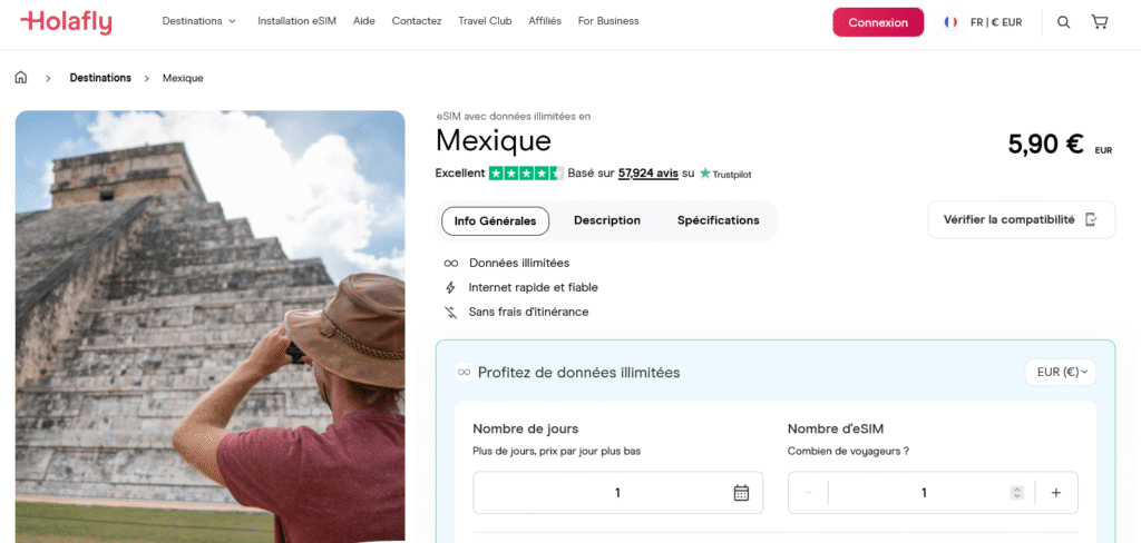 Fournisseurs eSIM Mexique&nbsp;: Holafly