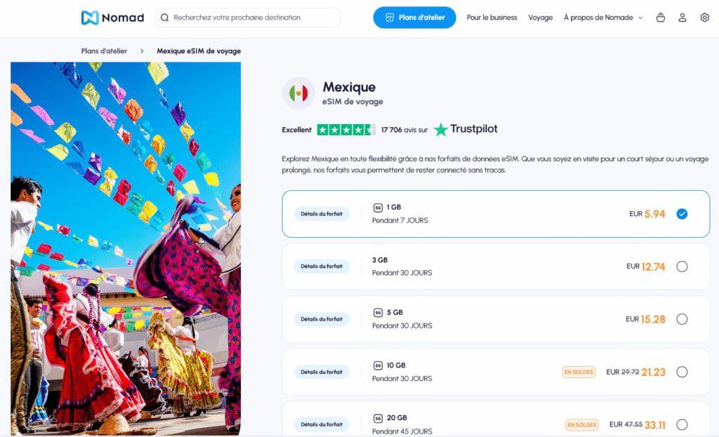 Fournisseurs eSIM Mexique&nbsp;: Nomad