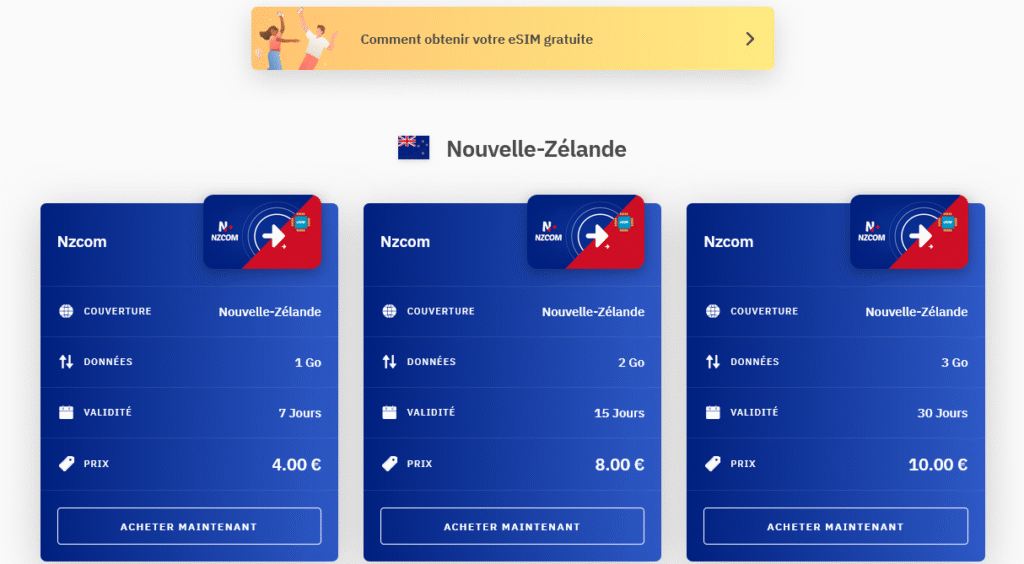 Fournisseurs eSIM Nouvelle-Zélande&nbsp;: Airalo
