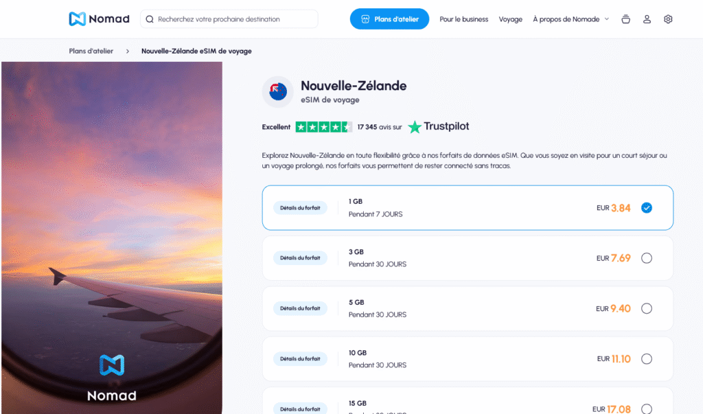 Fournisseurs eSIM Nouvelle-Zélande&nbsp;: Nomad
