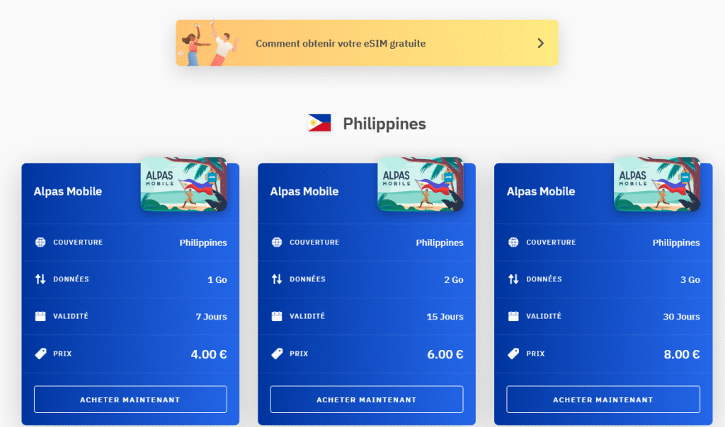 Fournisseurs eSIM Philippines : Airalo