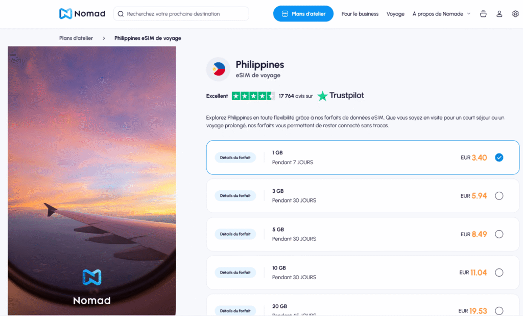Fournisseurs eSIM Philippines : Nomad