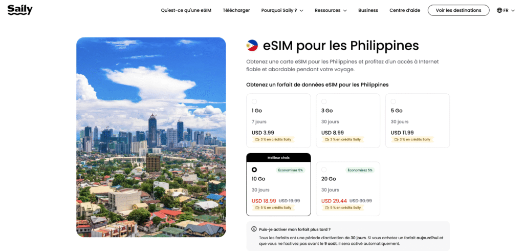 Fournisseurs eSIM Philippines : Saily