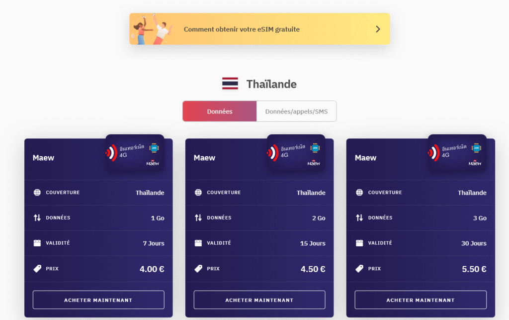Fournisseurs eSIM Thaïlande&nbsp;: Airalo