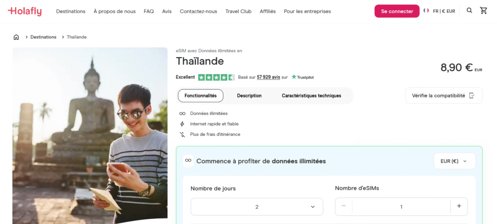 Fournisseurs eSIM Thaïlande&nbsp;: Holafly