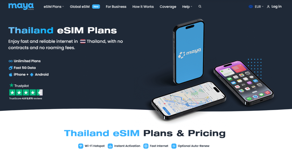 Fournisseurs eSIM Thaïlande&nbsp;: Maya