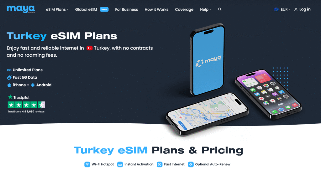 Fournisseurs eSIM Turquie&nbsp;: Maya