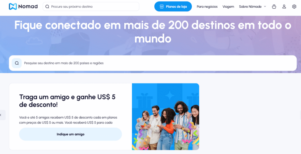 Page d’accueil de Nomad – eSIM France