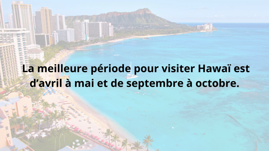 meilleure période pour visiter Hawaii – d’avril à mai et de septembre à octobre, avec vue sur Waikiki et Diamond Head