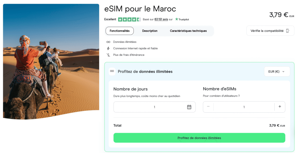 Holafly eSIM Maroc – données illimitées et activation instantanée sans passeport
