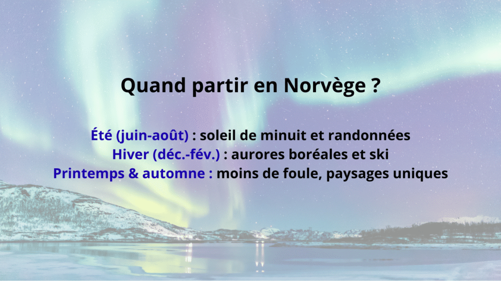 quand partir en Norvège – été pour le soleil de minuit, hiver pour les aurores boréales, printemps et automne plus calmes