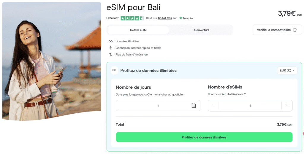 Holafly eSIM Bali – données illimitées et activation instantanée sans formalités