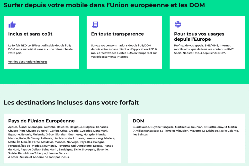 Tarifs SFR pour le Royaume-Uni