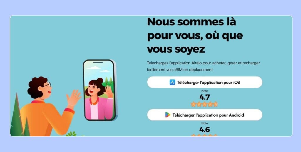 Application Airalo pour acheter et gérer une eSIM en Chine