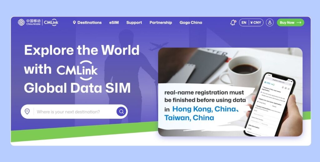 Offre CMLink de China Mobile pour une SIM ou eSIM en Chine