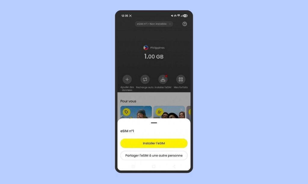 Installation d’une eSIM Saily dans l’application mobile