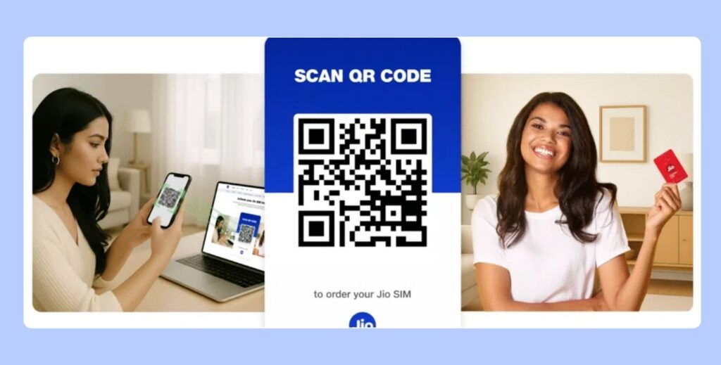 Commande d’une carte SIM Jio avec QR code en Inde