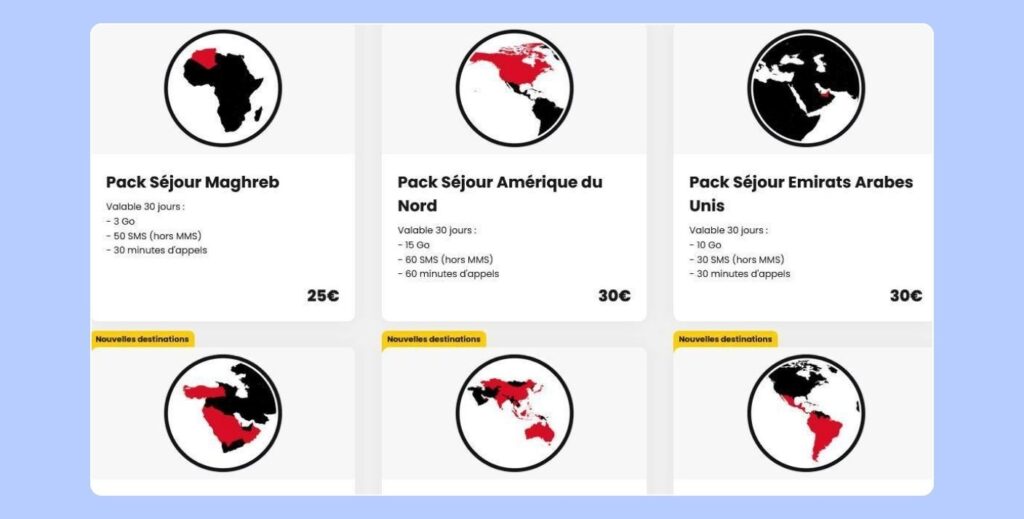 Packs Séjour SFR pour Internet, appels et SMS à l’étranger