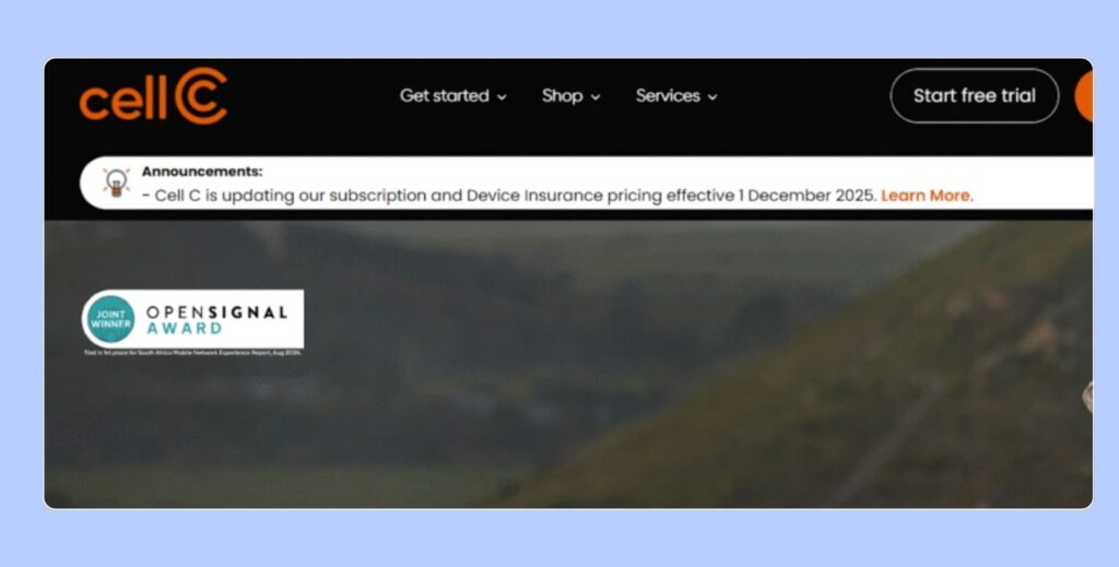 Offre Cell C pour carte SIM prépayée en Afrique du Sud