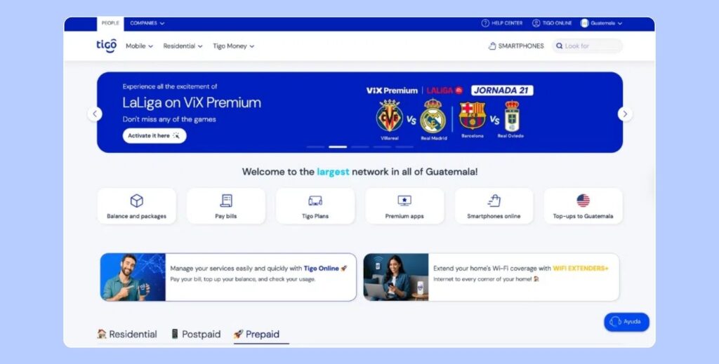 Offre Tigo pour carte SIM prépayée au Guatemala