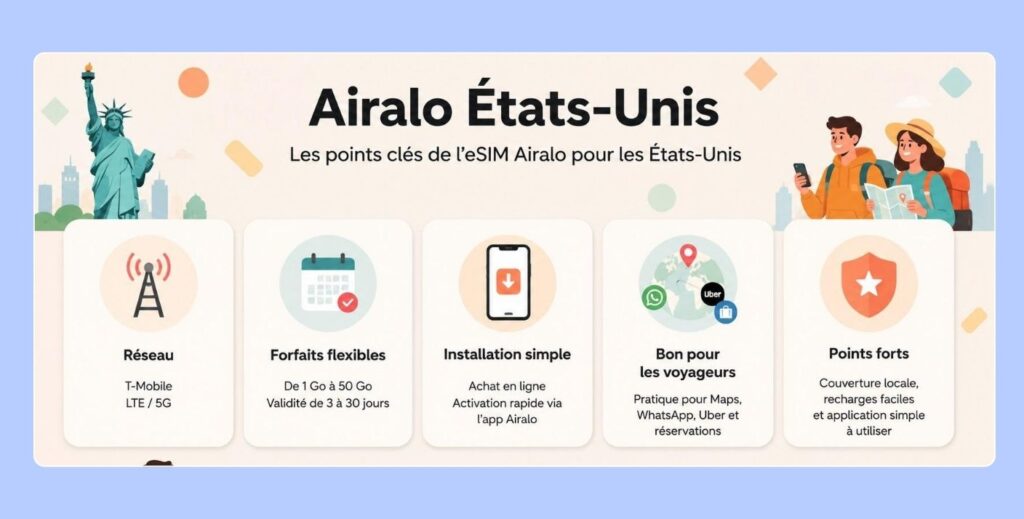Points clés de l’eSIM Airalo pour les États-Unis