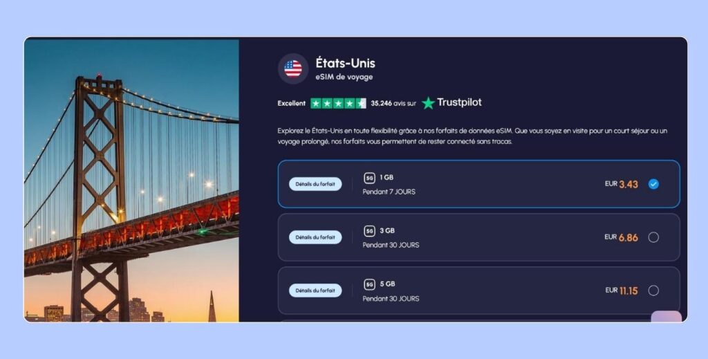 Forfaits Nomad eSIM pour les États-Unis