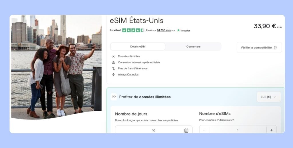 Offre eSIM Holafly pour les États-Unis