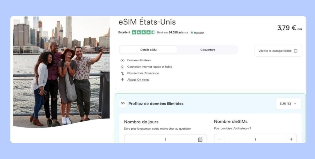 Offre eSIM Holafly pour les États-Unis