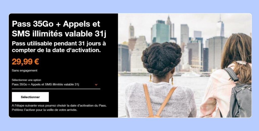 Pass Orange USA Canada avec data, appels et SMS