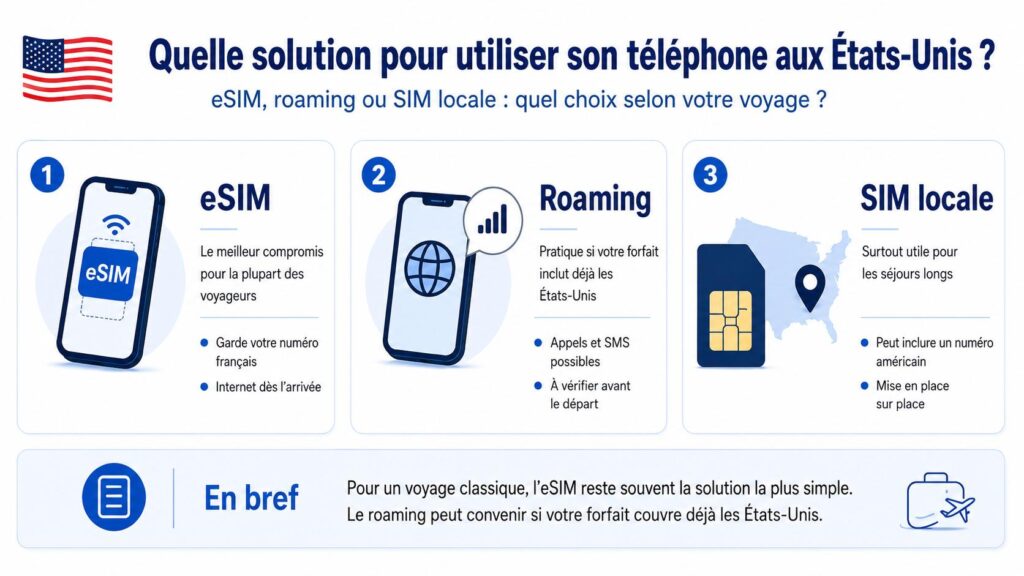 Comparaison des solutions pour utiliser son téléphone aux États-Unis