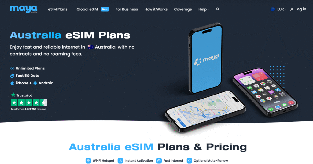 Fornitori eSIM Australia: Maya Mobile