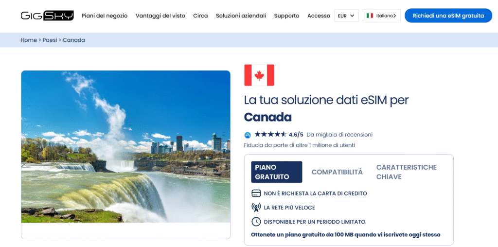 Fornitori eSIM Canada: GigSky