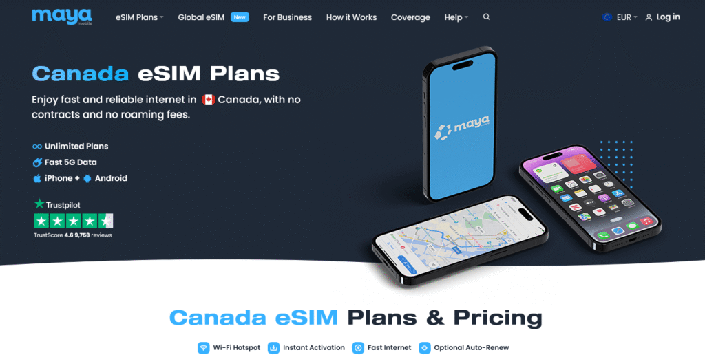 Fornitori eSIM Canada: Maya Mobile