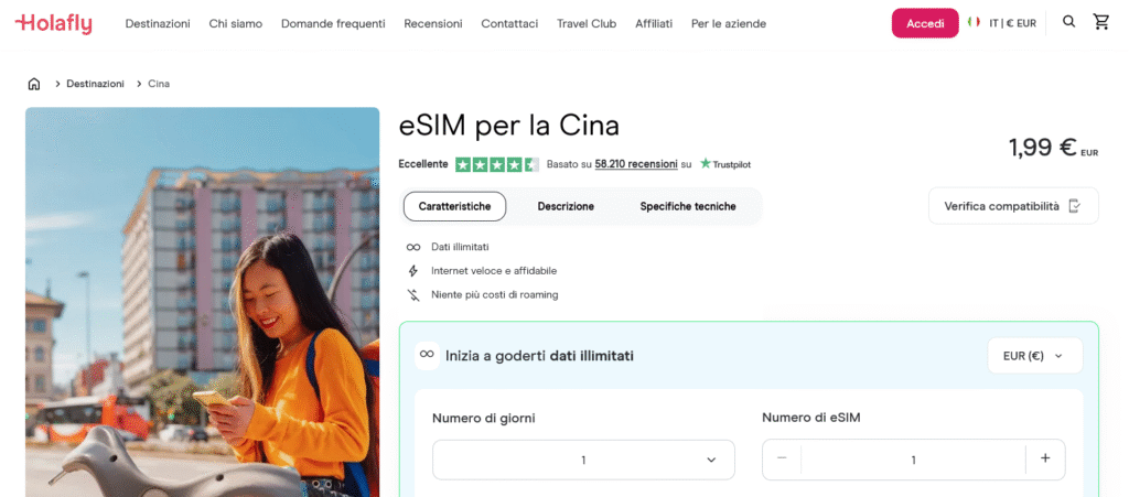 Fornitori eSIM Cina: Holafly
