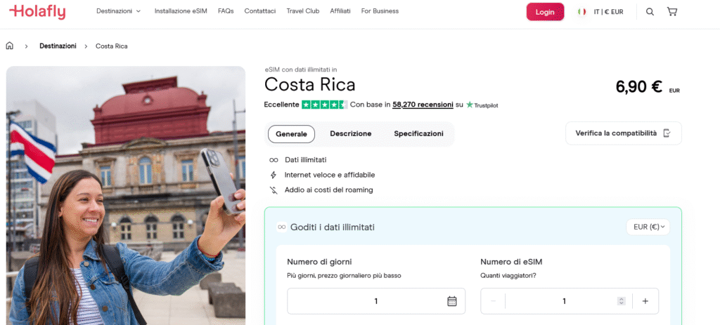 Fornitori eSIM Costa Rica: Holafly