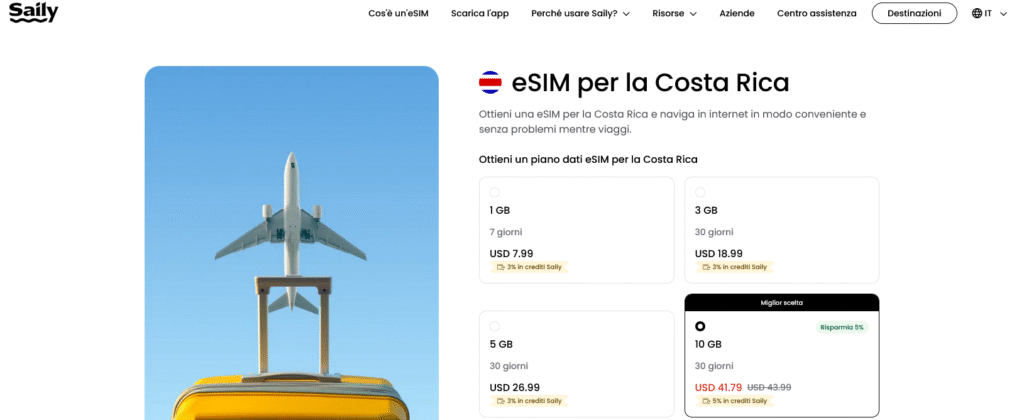 Fornitori eSIM Costa Rica: Saily