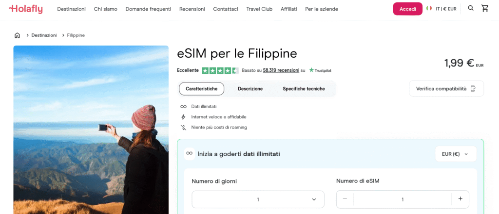 Fornitori eSIM Filippine: Holafly