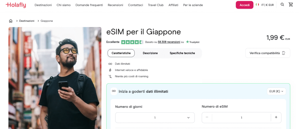 Fornitori eSIM Giappone: Holafly