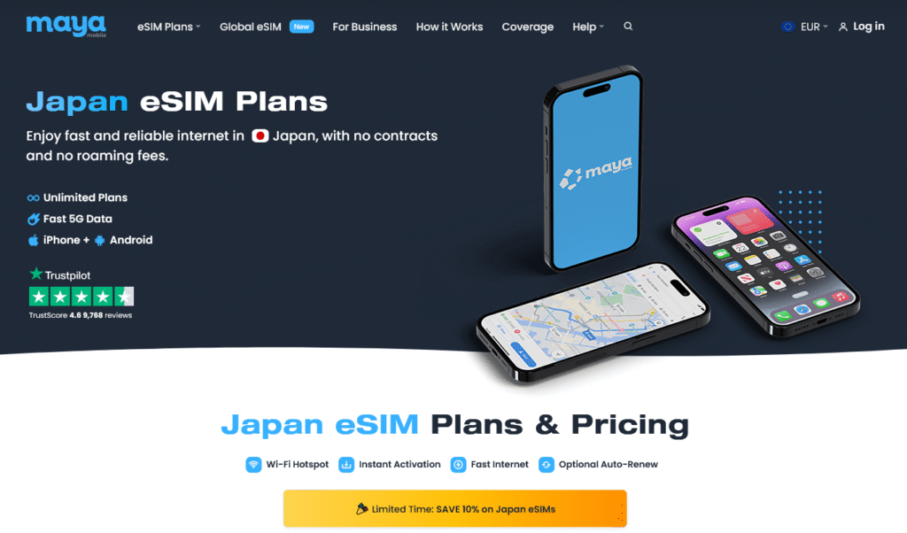 Fornitori eSIM Giappone: Maya Mobile