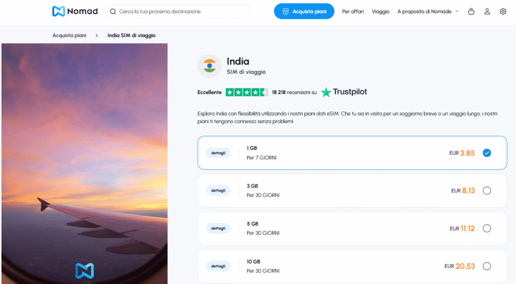 Fornitori eSIM India: Nomad