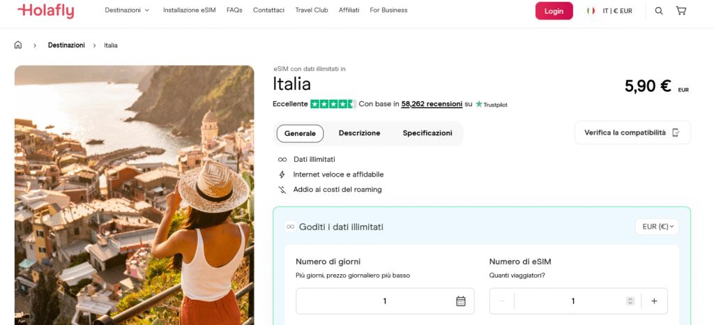 Fornitori eSIM Italia: Holafly