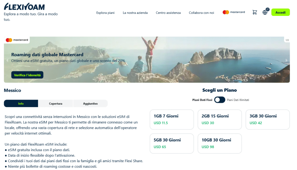 Fornitori eSIM Messico: FlexiRoam