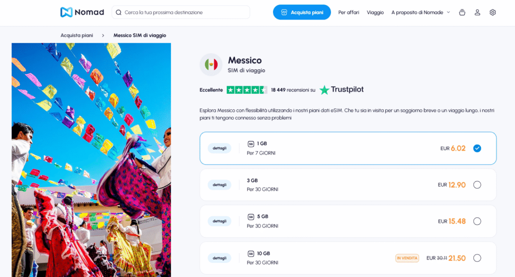 Fornitori eSIM Messico: Nomad