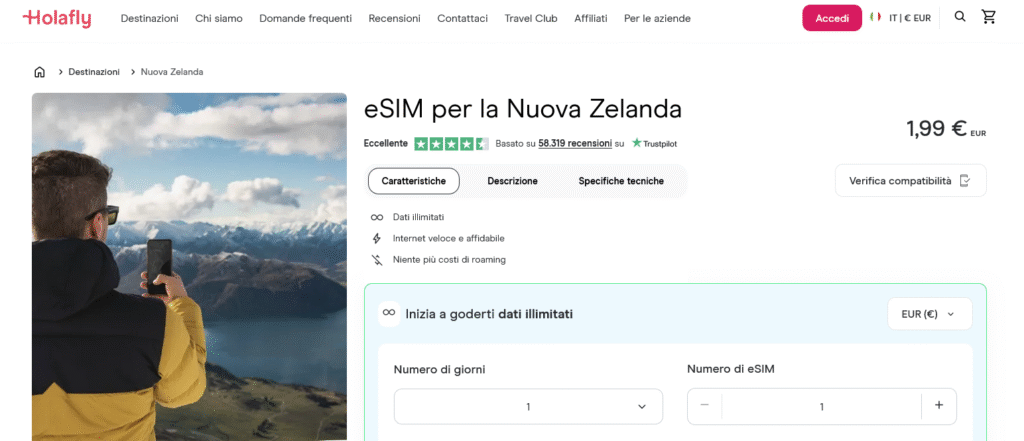 Fornitori eSIM Nuova Zelanda: Holafly