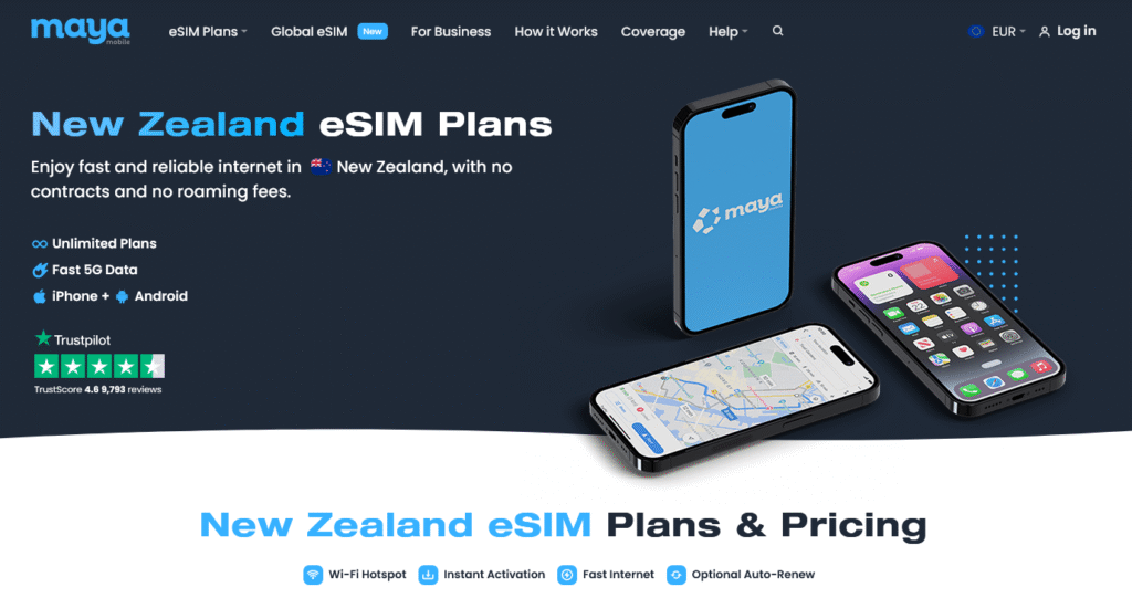Fornitori eSIM Nuova Zelanda: Maya