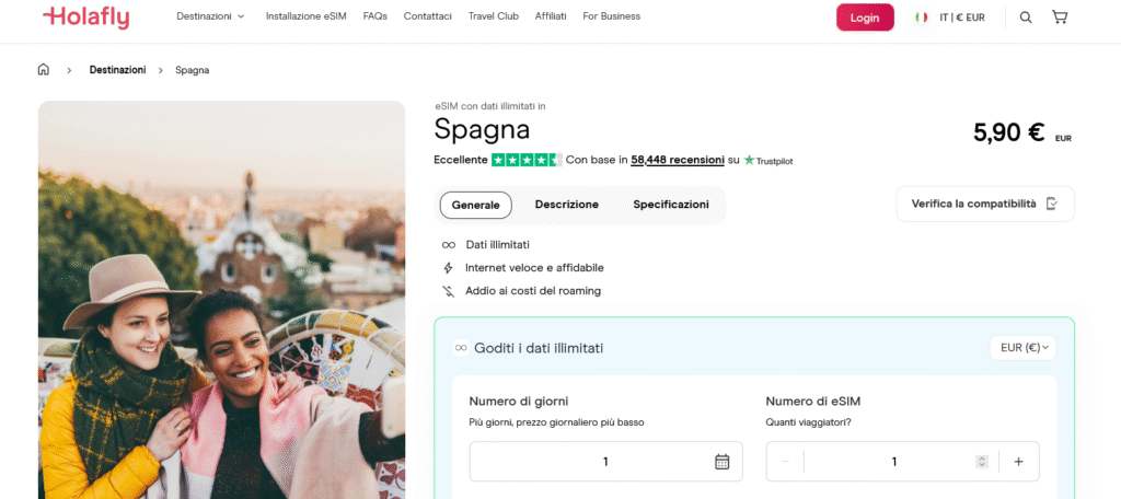 Fornitori eSIM Spagna: Holafly